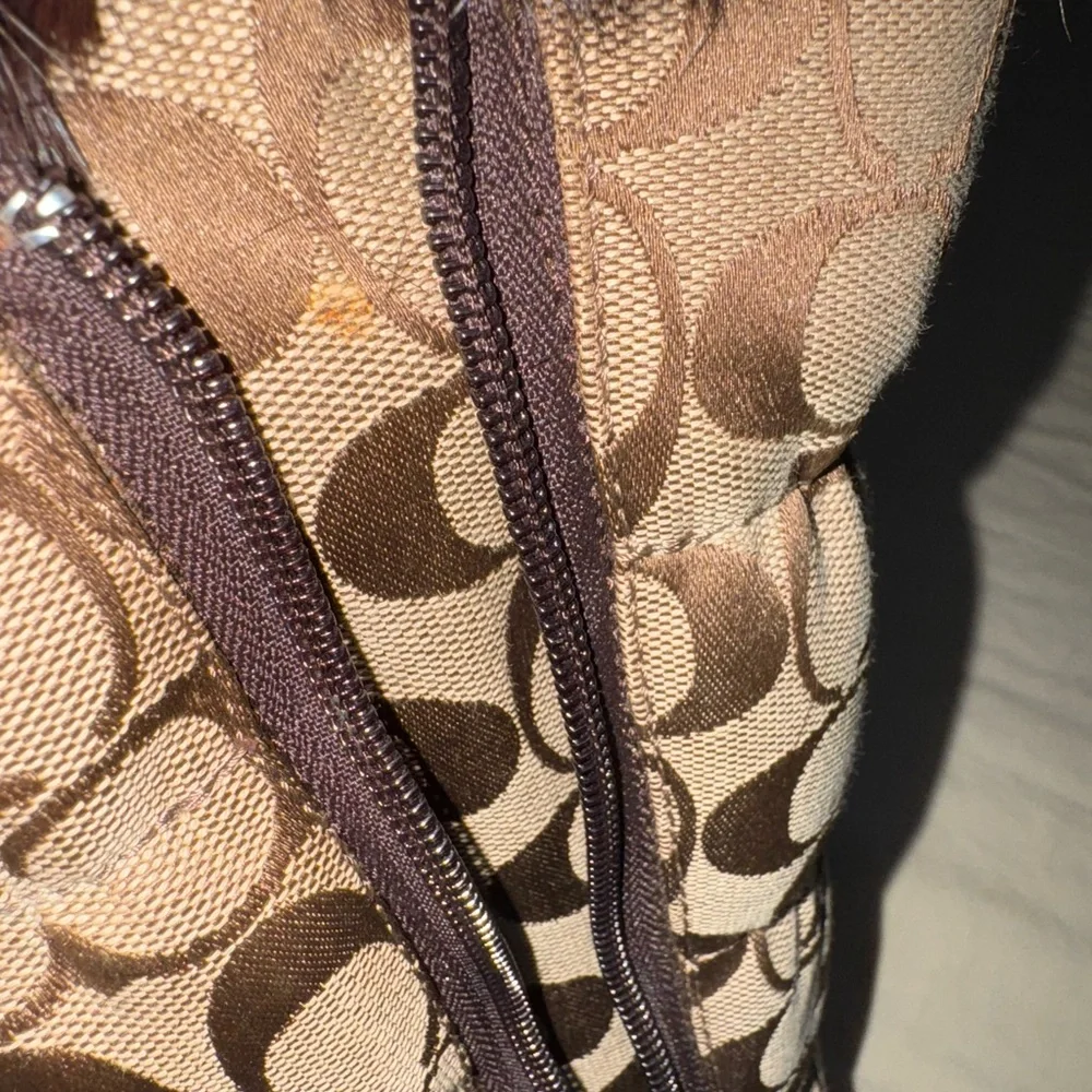Coach Theona Y2K Signature Monogram Jacquard Rabbit Fur Brown Women’s Boots 8.5